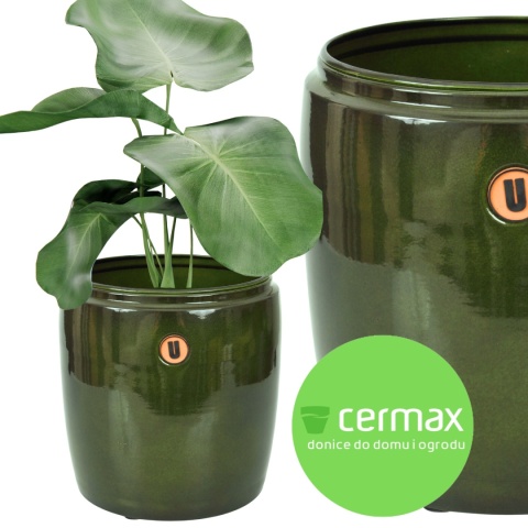 Donica z metalu metalowa BARRIL zielona H:32x30