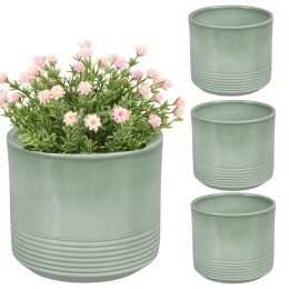 OSŁONKA CERAMICZNA KOMPLET 4SZT ZIELONA LAZUR CYLINDER RILLE 992