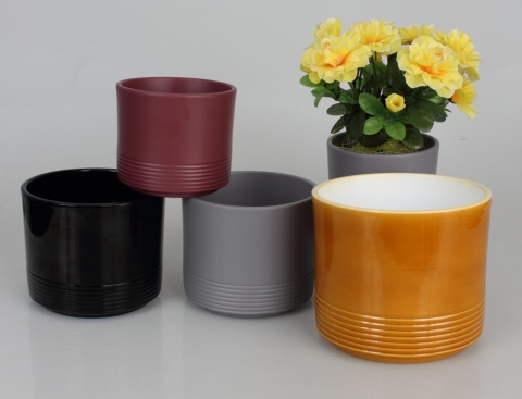 OSŁONKA CERAMICZNA KOMPLET 5SZT 12,8x15 SZARA MAT CYLINDER RILLE