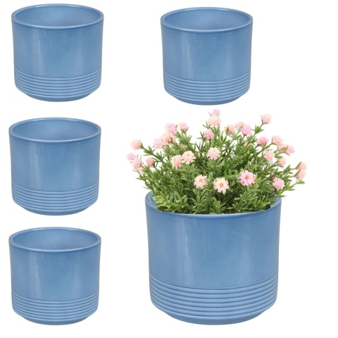 OSŁONKA CERAMICZNA KOMPLET 5SZT 12,8x15 NIEBIESKA LAZUR CYLINDER RILLE
