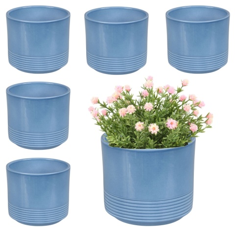 OSŁONKA CERAMICZNA KOMPLET 6SZT 11x12,5 NIEBIESKA LAZUR CYLINDER RILLE