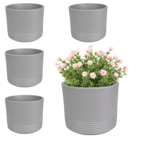 OSŁONKA CERAMICZNA KOMPLET 5SZT 12,8x15 SZARA MAT CYLINDER RILLE