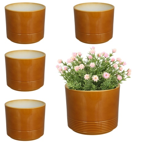 OSŁONKA CERAMICZNA KOMPLET 5SZT 12,8x15 MIODOWA LAZUR CYLINDER RILLE