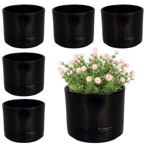 OSŁONKA CERAMICZNA KOMPLET 6SZT 11x12,5 CZARNA CYLINDER RILLE