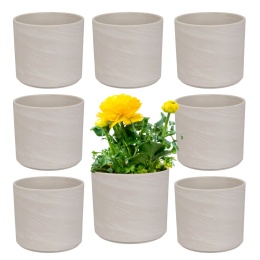 OSŁONKA NA DONICZKĘ DONICA DO DOMU I BIURA ZESTAW 8SZT GRANITOWA SZARA DEKORACJA WYSTROJ WNĘTRZ