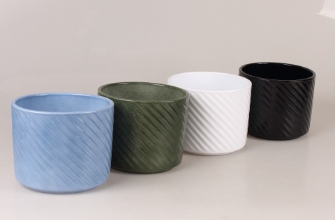 OSŁONKA NA DONICZKĘ DONICA CERAMICZNA OKRĄGŁA BIAŁA KOMPLET 5SZT