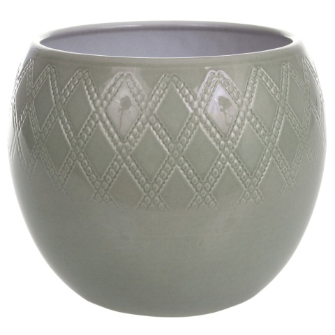 OSŁONKA NA DONICZKĘ DONICZKA CERAMICZNA SZARA OKRĄGŁA 14xH:13 cm