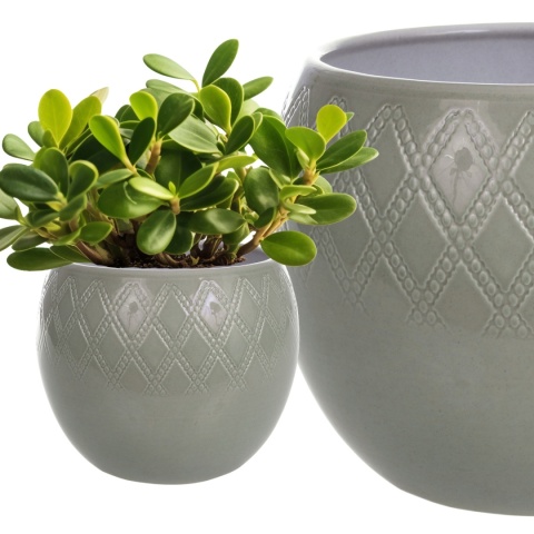 OSŁONKA NA DONICZKĘ DONICZKA CERAMICZNA SZARA OKRĄGŁA 14xH:13 cm