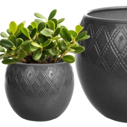 OSŁONKA NA DONICZKĘ DONICZKA CERAMICZNA SZARA OKRĄGŁA 14xH:13 cm