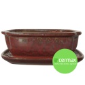 DONICA BONSAI Z PODSTAWKĄ CERAMICZNA SZKLIWIONA CZERWONA H:8,8x17x21,5cm