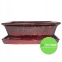 DONICA BONSAI Z PODSTAWKĄ CERAMICZNA SZKLIWIONA CZERWONA H:9,5x21x27cm