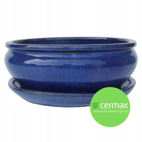 DONICA BONSAI Z PODSTAWKĄ CERAMICZNA SZKLIWIONA NIEBIESKA H:10x20,8x25,5cm