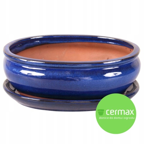 DONICA BONSAI Z PODSTAWKĄ CERAMICZNA SZKLIWIONA NIEBIESKA H:8,5x16,5x21,2cm