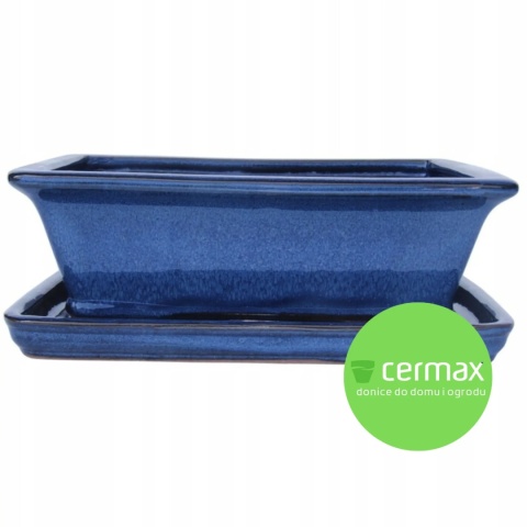 DONICA BONSAI Z PODSTAWKĄ CERAMICZNA SZKLIWIONA NIEBIESKA H:9x17x21,2cm