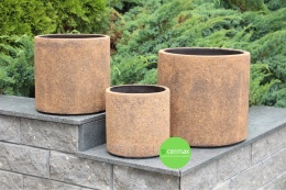 DONICA OGRODOWA DONICZKA CYLINDER MROZOODPORNA KOMPLET 3 SZTUK DONICZKA MROZOODPORNA NA TARAS BRĄZOWA
