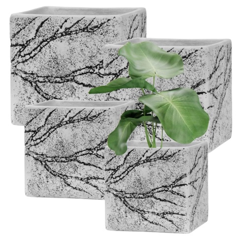 DONICA OGRODOWA DONICZKA KWADRATOWA MROZOODPORNA KOMPLET 4 SZTUK