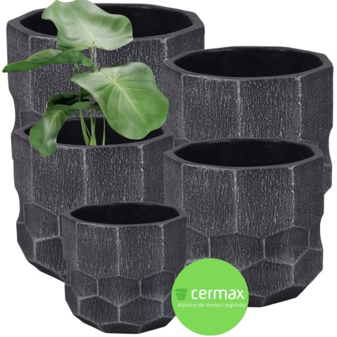 DONICA OGRODOWA DONICZKA MROZOODPORNA CZARNA KOMPLET 5SZT