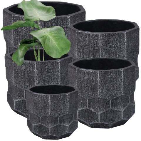 DONICA OGRODOWA DONICZKA MROZOODPORNA CZARNA KOMPLET 5SZT