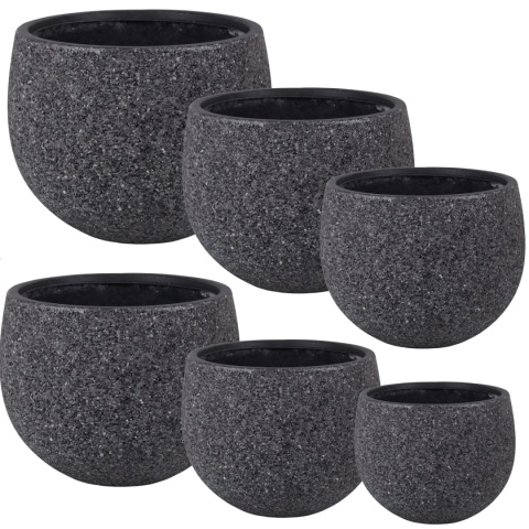 DONICA ROCKY MROZOODPORNA OGRODOWA KAMIENNA GRAFITOWA KOMPLET 6SZT. OGRODOWA DEKORACJA ZESTAW 6SZT NA OGRÓD NA TARAS DONICZKA DUŻA MASYWNA CIĘŻKA