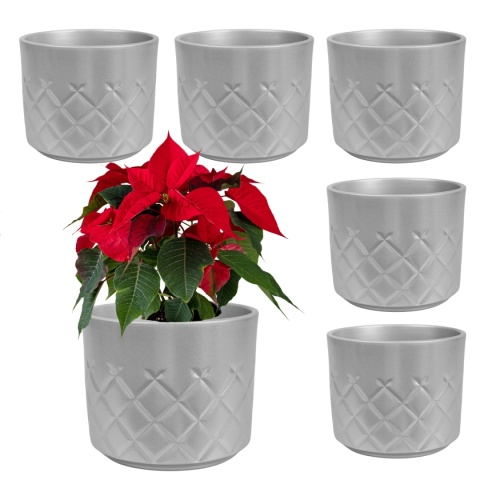 OSŁONKA CERAMICZNA SREBRNA 12,5 x 11,5 cm KOMPLET 6 SZT