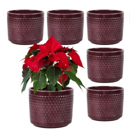 OSŁONKA DONICZKA CERAMICZNA BORDOWA 12,5x11 KOMPLET 6 SZT
