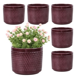 OSŁONKA DONICZKA CERAMICZNA BORDOWA 11x12,5 KOMPLET 6 SZT