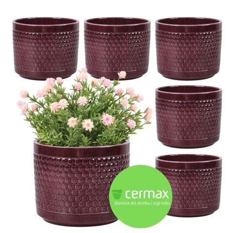OSŁONKA DONICZKA CERAMICZNA BORDOWA 11x12,5 KOMPLET 6 SZT