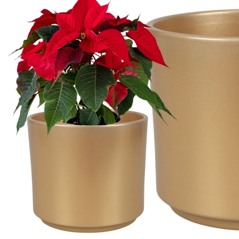 OSŁONKA DONICZKA CERAMICZNA OKRĄGŁA ZŁOTA 28,5 x 24cm