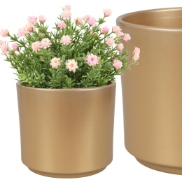 OSŁONKA DONICZKA CERAMICZNA OKRĄGŁA ZŁOTA 28,5 x 24cm