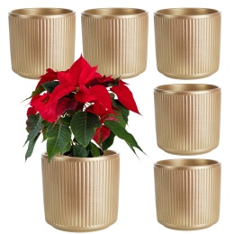 OSŁONKA DONICZKA CERAMICZNA ZŁOTA 12,5x11 CM KOMPLET 6 SZT.