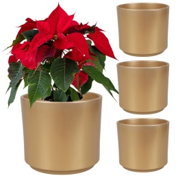 OSŁONKA DONICZKA CERAMICZNA ZŁOTA 16,5 x 14,5 cm KOMPLET 4 SZT.