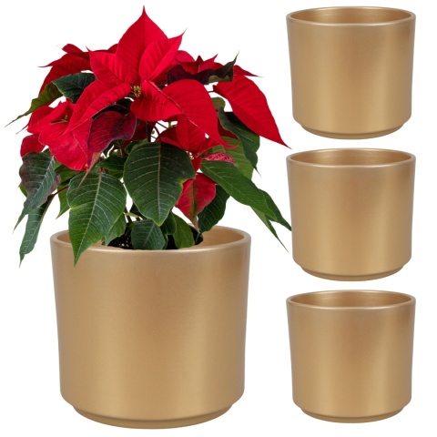 OSŁONKA DONICZKA CERAMICZNA ZŁOTA 16,5 x 14,5 cm KOMPLET 4 SZT.