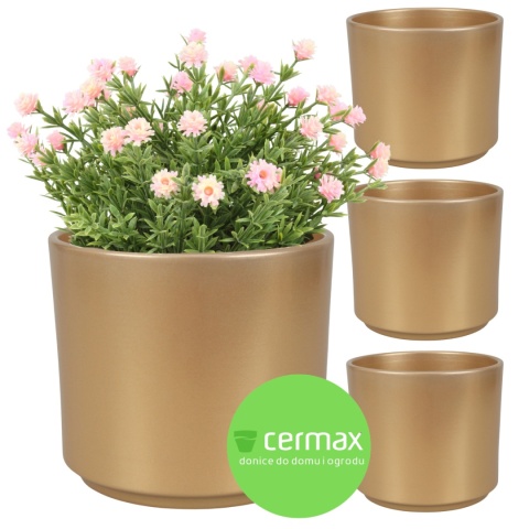 OSŁONKA DONICZKA CERAMICZNA ZŁOTA 16,5 x 14,5 cm KOMPLET 4 SZT.