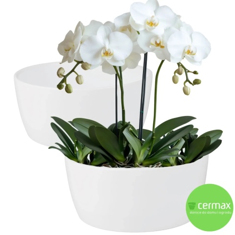 OSŁONKA MISA CERAMICZNA DONICA BIAŁA ZESTAW 2 SZTUK 13x28,5cm CERMAX