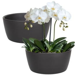 OSŁONKA MISA CERAMICZNA DONICA CZARNA MAT ZESTAW 2 SZTUK 13x28,5cm