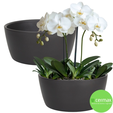 OSŁONKA MISA CERAMICZNA DONICA CZARNA MAT ZESTAW 2 SZTUK 13x28,5cm