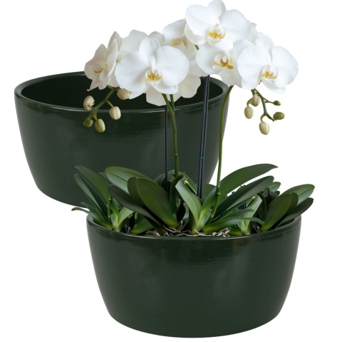 OSŁONKA MISA CERAMICZNA DONICA ZIELONA ZESTAW 2 SZTUK 13x28,5cm