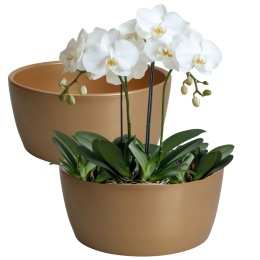 OSŁONKA MISA CERAMICZNA DONICA ZŁOTA ZESTAW 2 SZTUK 13x28,5cm