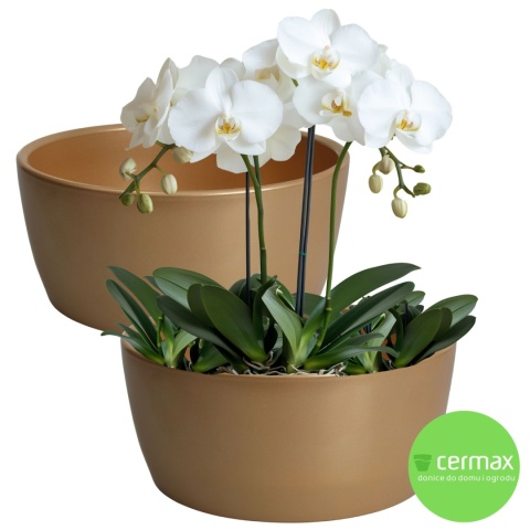 OSŁONKA MISA CERAMICZNA DONICA ZŁOTA ZESTAW 2 SZTUK 13x28,5cm