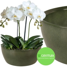 OSŁONKA MISA CERAMICZNA DONICA ZIELONA ZESTAW 2 SZTUK 9,5x22,5cm