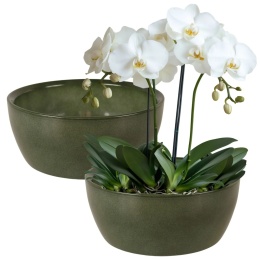 OSŁONKA MISA CERAMICZNA DONICA ZIELONA ZESTAW 2 SZTUK 9,5x22,5cm