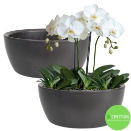 OSŁONKA MISA CERAMICZNA DONICA ANTRACYT MATOWA ZESTAW 2 SZTUK 11,5x27,5cm