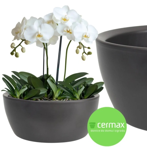 OSŁONKA MISA CERAMICZNA DONICA ANTRACYT MATOWA ZESTAW 2 SZTUK 11,5x27,5cm