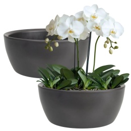 OSŁONKA MISA CERAMICZNA DONICA ANTRACYT MATOWA ZESTAW 2 SZTUK 11,5x27,5cm