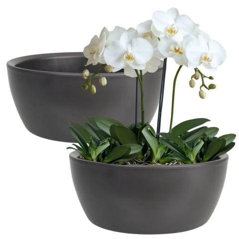 OSŁONKA MISA CERAMICZNA DONICA ANTRACYT MATOWA ZESTAW 2 SZTUK 11,5x27,5cm