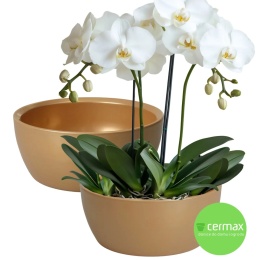 OSŁONKA MISA CERAMICZNA DONICA ZŁOTA ZESTAW 2 SZTUK 9,5x22,5cm