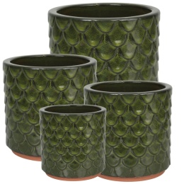 CERAMICZNA DONICA SZKLIWIONA ZIELONA MROZOODPORNA OGRODOWA KOMPLET 4SZT