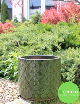 CERAMICZNA DONICA SZKLIWIONA ZIELONA MROZOODPORNA OGRODOWA KOMPLET 4SZT