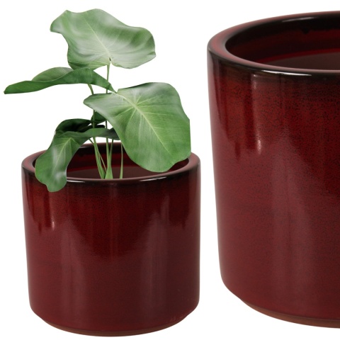 DONICA CERAMICZNA MROZOODPORNA SZKLIWIONA CZERWONA H:21,5x24,5cm