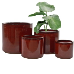 DONICA CERAMICZNA MROZOODPORNA SZKLIWIONA CZERWONA KOMPLET 4SZT